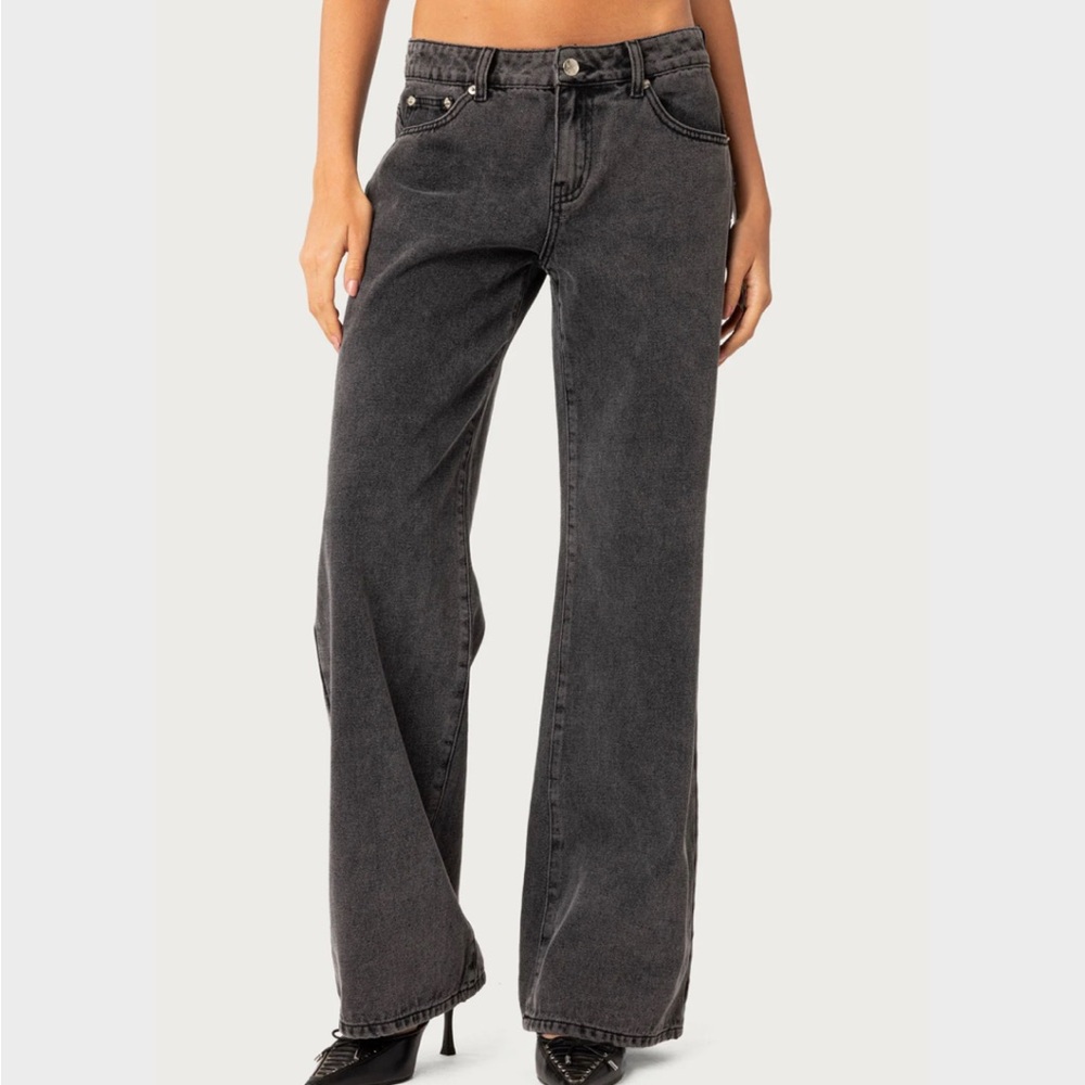 Edikted Raelynn Washed Low Rise Baggy Jeans (M)